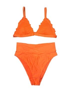 Aerie Orange Triangle High-Waist Bikini Swim Set